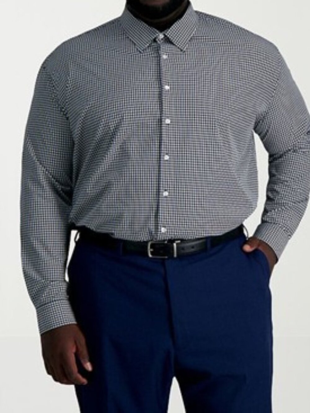 Big & Tall Haggar Smart Wash Classic Fit Dress Shirt, Size: 20 X 34/35, Black